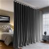 PANOVOUS Tenda oscurante plissettata, isolamento termico, resistente, con ganci, divisorio per la privacy per camera da letto e porta scorrevole in vetro, 300 x 274 cm, colore grigio, 1 pannello