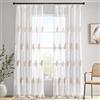 MIULEE Tende Trasparente per Interni con Fettuccia, Tenda Finestre con Motivo a Foglia Ricamata, Tende Voile per Camera da Letto Moderne Casa Soggiorno e Salotto 2 Pezzi 140x280cm Lino