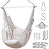 Ohuhu poltrona sospesa XL, Sedia sospesa fino a 150 kg - poltrona sospesa da giardino per adulti e ragazze, Indoor & Outdoor per giardino, balcone, camera da letto (Bianco crema)