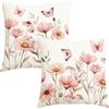 Avalune Federe Cuscini Divano 50x50 cm Rosa Fiori Primaverili Fodere Cuscino Acquerello Decorativi Copricuscini per Letto, Soggiorno, Giardino, Esterno, Casa Decorazione Set di 2