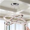 Finktonglan lampadario di cristallo dimmerabile, 23,6'' ovale 2 anelli lampadari moderni con telecomando, LED lineare lampadario pendente isola luce per cucina sala da pranzo soggiorno camera da letto