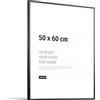 JUNOMI® Cornice portafoto 50 x 60 cm, alluminio nero opaco elegante - profilo slim, vetro acrilico antiurto, appendiatura orizzontale e verticale