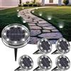 LOTMOS 6 Pezzi Luci Solari da Giardino Sepolta, 8 LED Faretti Solari a Led da Esterno IP68 Impermeabile, Lampade Luce Solare da Terra Decorazione per Cortile Vialetto Paesaggio Prato, Bianco Freddo