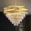 ZenithBeam Lampadario di cristallo moderno Lampadari rotondi da 60 cm in oro per sala da pranzo K9 Lampadari a sospensione a soffitto a 5 livelli Lampadario grande da incasso per soggiorno Ingresso Foyer Scala