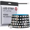 BTF-LIGHTING Striscia LED 5050SMD RGBW 4IN1 Regolabile RGB + Bianco Freddo(6000-6500K) 24V 5M 96LEDs/m Nero PCB IP65 Cambio Colore per Camera da Letto, Cucina, Decorazione Casa DIY(Solo Striscia)