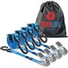 Sturdlink Cinghie di Fissaggio 25mm 5m con Ganci S di Sicurezza 400kg/800kg con Chiusara a Strappo + Borsa | Ideale per l'Uso su Anelli di Ancoraggio : Rimorchio, Utilità, Bagagliaio Auto, Portamoto | EN12195-2