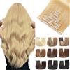 EINbeauty Extension Capelli Veri Clip 7pcs 120g 50cm Lisci Biondo Invisibili Remy Umani Human Hair Extension Clip(20Inch,613#)