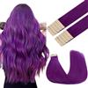 GOO GOO Extension Capelli Veri Biadesivo, 40cm 25g 10pcs, Remy Extension Biadesive Capelli Veri,Viola