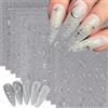 Aribliseza Adesivi per Unghie 12 Pezzi, Adesivi per Nail Art Argento, Adesivi per Unghie Automantenti a Forma di Stelle e Luna, Design a Serpente per Unghie Artistiche