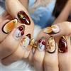 Aribliseza Press On Nails, 24 pezzi, Unghie finte a pressione gradiente leopardato french, Copertura completa media a mandorla, Unghie finte acriliche lucide per donne, Unghie adesive per manicure