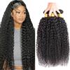 Heiowuio 22 24 26 pollici Brazilian Remy Hair Bundles Human Hair Extension 1b Natural Black Color Kinky Curly Unprocessed capelli umani Tissage Brazilianne Real Human Hair 3 Bundles Total 300g