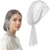 GAZIL Copricapo a Rete con Strass e Paillettes, Turbante Scintillante in Maglia Cava, Velo Accessorio per Rave Party e Nightclub, Argento