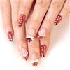 Aribliseza Press On Nails, 24 pezzi unghie finte autunnali, unghie corte a mandorla French con pois bianchi, design con fiocchi e perline, unghie acriliche complete per donne