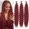 Mscat 18 Inch Ocean Wave 3 Pack Crochet hair Extexsions Long Braids Bungundy Deep Wave sintetico capelli ricci braiding capelli per donne nere bug#