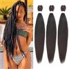 Mscat - 3 confezioni di trecce di capelli pre-stirate da 16 pollici, marrone scuro, trecce professionali sintetiche pre-stirate, estensione capelli uncinetto, trattabili in acqua calda, texture Yaki