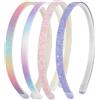 WLLHYF Cerchietto per capelli con glitter, 4 pezzi, in plastica, scintillanti, graziose, antiscivolo, spesse, con coriandoli arcobaleno e denti, accessori per capelli colorati per bambine