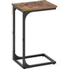 VASAGLE Tavolino Laterale per Divano, Comodino, a Forma di C, Vassoio TV, per Soggiorno, Camera da Letto, Stile Industriale, Marrone Rustico e Nero