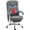 HOMCOM Poltrona da scrivania HOMCOM con massaggio e riscaldamento, sedia da ufficio ergonomica con altezza regolabile, schienale reclinabile, P rest