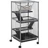 PawHut Gabbia Portatile Pawut a 4 Livelli per Piccoli Animali, 2 Porte, 3 Rampe, Amaca e Vassoio Rimovibile, 52x52x cm Grigio