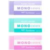 Tombow MONO colors - Set di 3 gomme in plastica, senza ftalati e lattice, 19 g, per scuola, ufficio e disegno