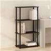 Furinno TURN-N-TUBE Libreria, Libreria a 4 Ripiani, Libreria con Espositore Compatto Multiuso, 29.5 x 60 x 109.7 cm, per Soggiorno, Camera da Letto, Studio, Noce Scuro