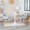 MEUBLE COSY Set Sala da Pranzo da 3 Pezzi con 1 Tavolo Rotondo e 2 Sedie, Struttura in Acciaio per Cucina e Soggiorno, Legno ingegnerizzato, Bianco + Beige, 80x80x73/60x58x83 cm