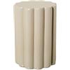 DRW Tavolino rotondo con onde in fibra di vetro in crema lucida 42x30x30 cm