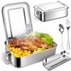 AMFUN Contenitore per Il Pranzo in Acciaio Inox, Porta Pranzo in Acciaio con 2 Scomparti 1200ml, Senza BPA, Bento Lunchbox Prova di Perdite per Adulti e Bambini