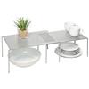 Amtido, organizer da cucina espandibile e impilabile, scaffale per armadietti e dispensa, per piatti, tazze, piatti, design in acciaio forato, bronzo Silver