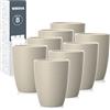 Wrova Set di 8 bicchieri in plastica, riutilizzabili, 350 ml, infrangibili, lavabili in microonde, lavabili in lavastoviglie, colore beige