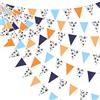 pinkblume Bandierine in tessuto con stampa di zampe di cucciolo blu e arancione, 9 m, decorazioni per feste a triangolo, bandierine per bambini, zampa di cane, compleanno, baby shower, festa per cani blu