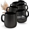 Moritz & Moritz VIDA tazzine caffe set tazzine caffè particolari di 6, tazze colazione in porcellana da 380 ml con manico, design elegante per caffè, tè, cappuccino o cioccolata calda - Nero
