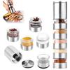 Aoreun Set di spezie da viaggio, 5 in 1, con macina per spezie, in acciaio inox, portatile, mini set di barattoli per spezie con coperchio, mini saliera e spezie, per viaggi, picnic, barbecue,