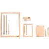 Rayher set di telai in legno naturale, a forma rettangolare, 11 pezzi, 3 telai diversi con navette, aghi, pettine, per lavori creativi di tessitura, 63125505