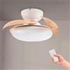 M Mimotec - Ventilatore da soffitto LED Mushroom finitura legno Ø72,5 cm, motore DC silenzioso, luce LED 24W dimmerabile 3CCT, telecomando, timer e funzione estate/inverno.