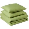 Amazon Basics Set Copripiumino Una Piazza e Mezza in Microfibra Prelavata, Extra Morbido con Effetto Naturale Arricciato,Non Necessita Stiratura,Copripiumino da 200x200 cm e 2 Federe da 80x80 cm,Verde