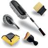 Wintem - Set Completo Pulizia Auto Professionale 5 Pezzi in Microfibra per Casa e Auto, con Spazzola Telescopica, Pennelli e Panni Morbidi per Pulizia Profonda e Asciugatura Senza Graffi