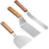 Elalove Set da 3 Pezzi con Spatola Pizza e Spatola per Dolci, Paletta per Pizza in Acciaio Acciaio Inossidabile con Manico in Legno, Spatola Cucina 26x10 cm per Girare Bistecche e Frittelle