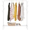 edihome, Stand Appendiabiti, 118 x 148 x 39 cm, Vestitore, Appendiabiti da Terra, Resistente, Metallico, con Supporto per Scarpe (Bianco Singolo)