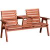 Easycomfort Panchina da Esterni in Legno di Abete 2 o 3 Posti, Tavolino Convertibile in Seduta, Impermeabile, 160x68x92cm