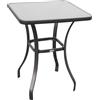 Easycomfort Tavolino Moderno Piano in Vetro Temperato, Tavolo da Giardino Esterno Metallo 68.5x68.5x84cm Grigio
