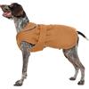 Kuoser Cappotto invernale in tela per animali domestici, giacca in pile riflettente, per cuccioli di piccole dimensioni, impermeabile e antivento, con foro per la cintura, XS-3XL, marrone