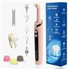 Mahiot Spazzolino elettrico multifunzionale, impermeabile IPX6, 5 modalità di intensità, luce LED, 5 testine, ricaricabile, rosa