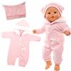 Miunana Abito Vestito Tuta per 36 CM - 43 CM New Born Baby Dolls Bambola bebé E Altre Bambole, Bambolotti Amore Mio ( Maglione Di Rosa + Cappello Non Include Bambola)