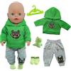 Orizizhic Abbigliamento Abbigliamento Abbigliamento per Bambole Vestiti Bambole 36-45 cm Contiene 1 Felpa Verde 1 Pantaloni Grigio 1 Calzini 1 Bambole Dinosauro 1 Appendiabiti per Bambole 12-18 Pollici