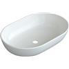 AQUABATOS Lavabo design ovale in ceramica, bianco, 60 x 42 cm, da appoggio, moderno, per mobile basso, bagno, senza foro per rubinetteria