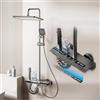 Umisu Colonna Doccia a LED con Display Digitale e Orario, Colonna Doccia con Miscelatore con 4 Tasti di Pianoforte, Altezza Regolabile da 77 a 115 cm, Doccetta a Pulsanti e Luci Multicolori