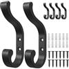 jockcaras Ganci da parete per appendere cappotti, ganci da parete, ganci neri per appendere pesanti, appendiabiti a vite per asciugamani, vestiti, zaini, borse, accappatoi, chiavi, cappelli ganci per parete,