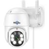 Hiseeu 5MP 360° Telecamera wifi Esterno con Visione Notturna a Colori,5MP PTZ IP telecamera di Sorveglianza,Audio Bidirezionale,Tracciamento Automatico,Rilevamento del Umano,IP66