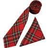 Great British Tie Club Set cravatta e fazzoletto da uomo Royal Stewart tartan, Rosso, Verde, Giallo, Bianco, Nero, Adulto